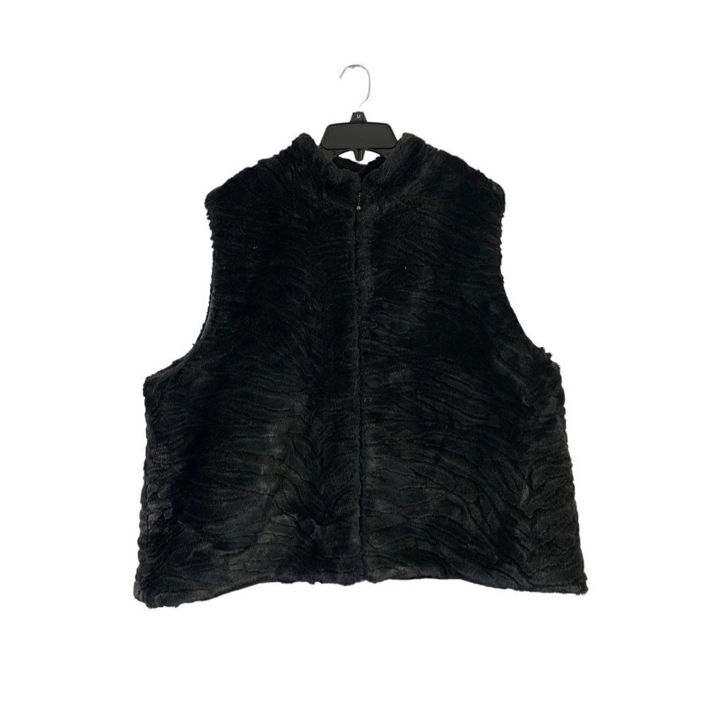 Preston & York II Women's Black Tiger Fuzzy Vest